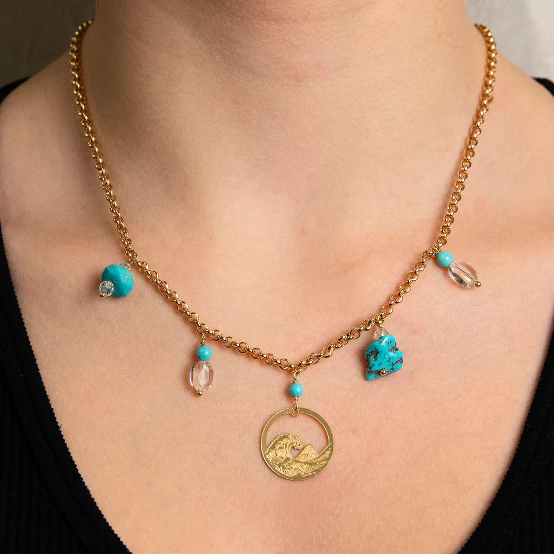 Collana Onda Elementi Turchese