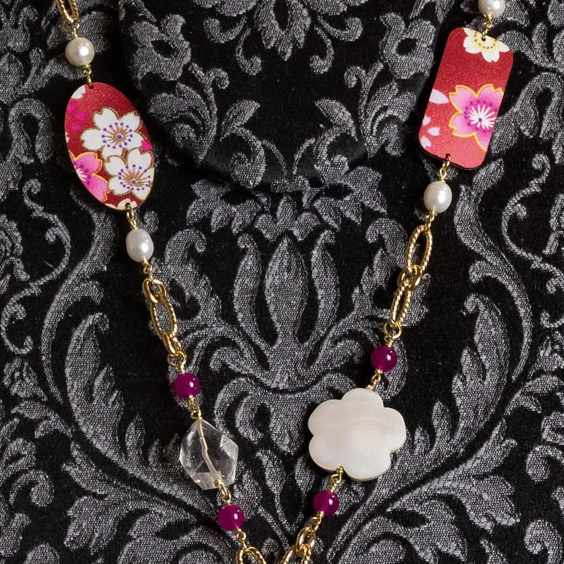 Collana Solo Io Fiori Fucsia