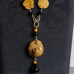 Collana Solo Io Fiori Marroni Pietre Nero