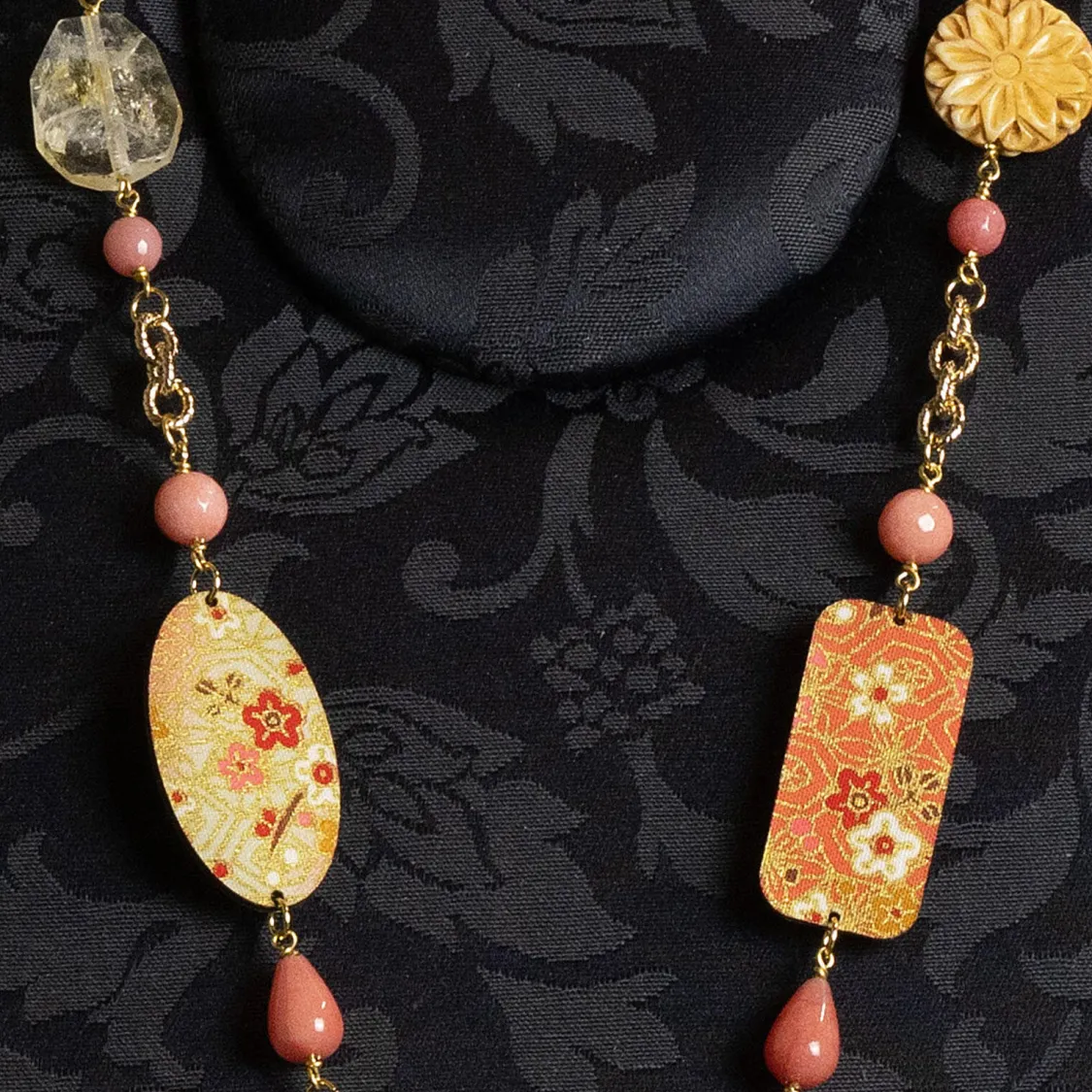 Collana Solo Io Fiori Rosa Sfumato