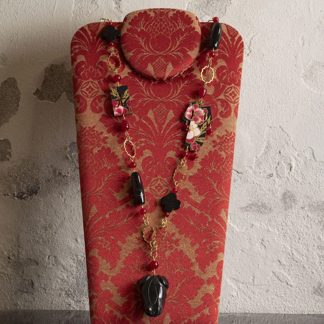 Collana Solo Io Kimono Nero E Rubino