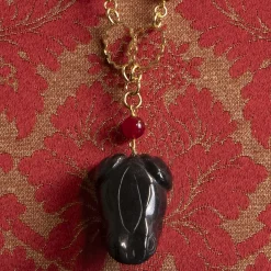 Collana Solo Io Kimono Nero E Rubino