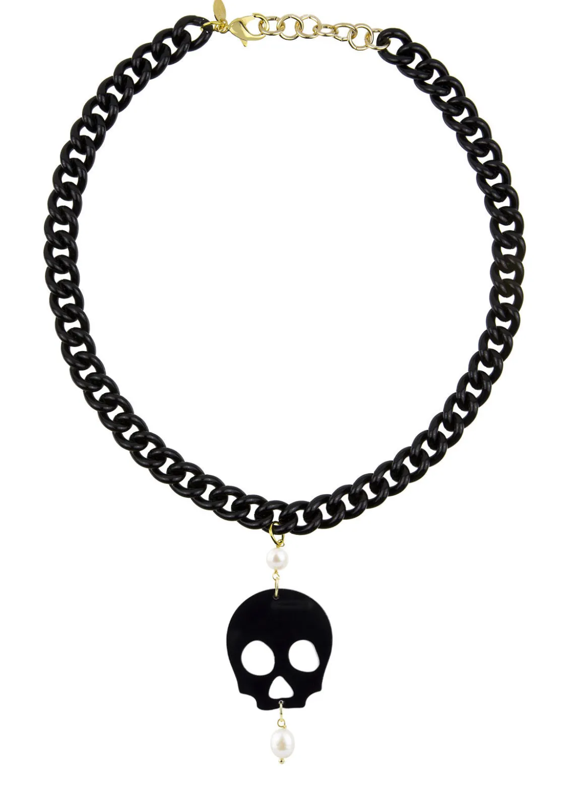 Collana Teschio Plexi Nero Perla