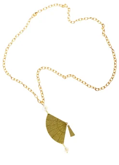 Collana Ventaglio Seta Oro Perla
