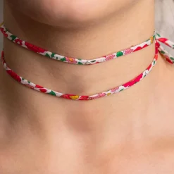 Nastro Tessuto Fiore Rosso E Verde