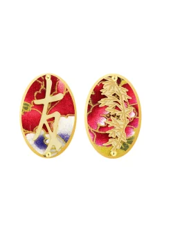 Orecchini Amicizia Clips Ovale Rubino