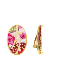 Orecchini Amicizia Clips Ovale Fucsia