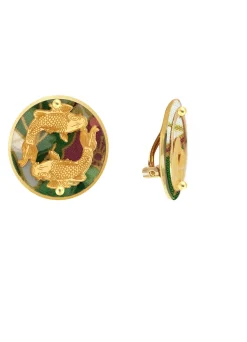 Orecchini Carpe Clips Tondo Verde