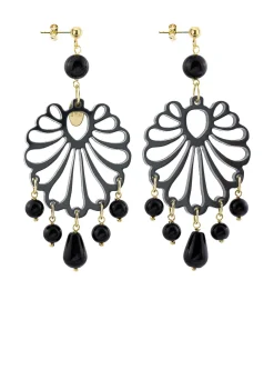 Orecchini Chandelier Conchiglia Plexi Nero