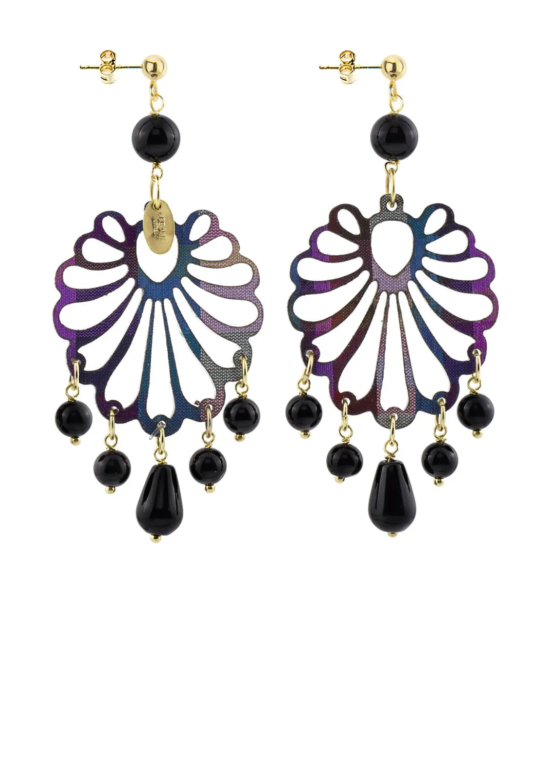 Orecchini Chandelier Conchiglia Plexi Nero
