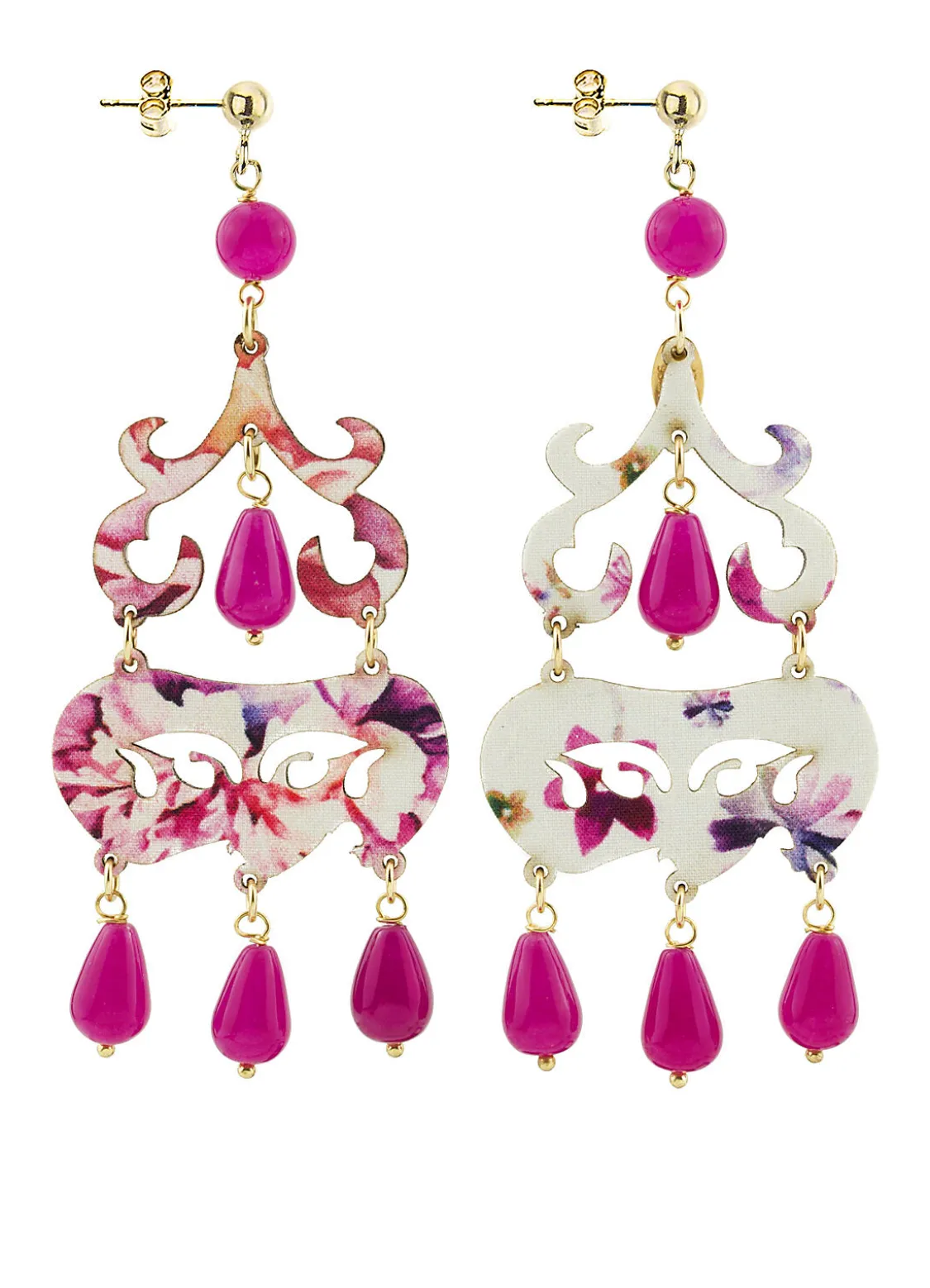 Orecchini Chandelier Corto Fucsia