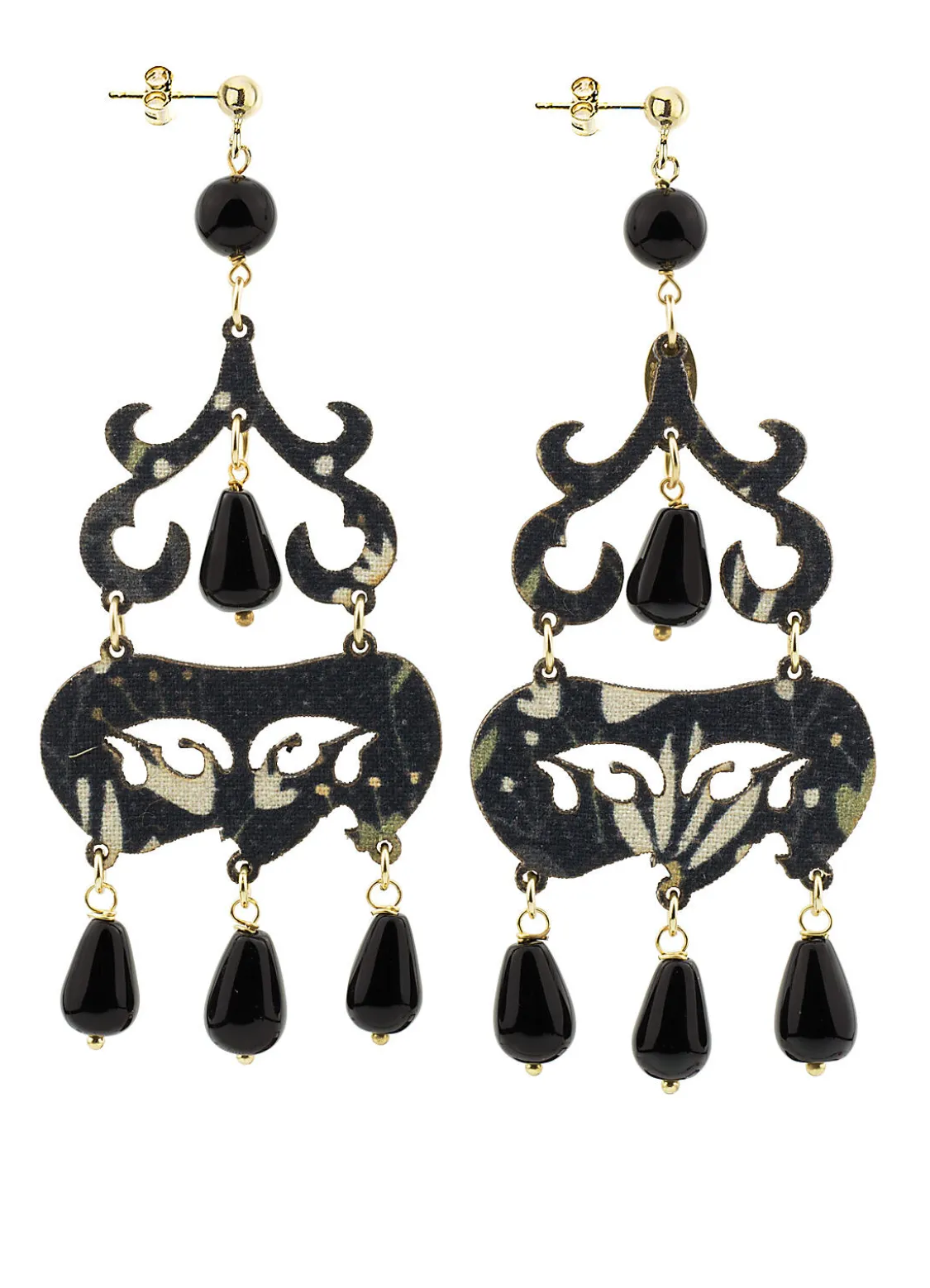 Orecchini Chandelier Corto Nero