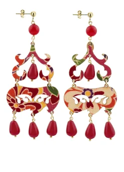 Orecchini Chandelier Corto Rubino