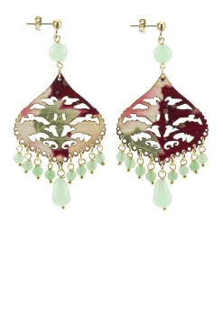 Orecchini Chandelier Goccia Verde Giada