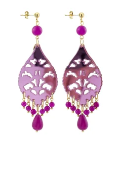 Orecchini Chandelier Goccia Lunga Plexi Fucsia