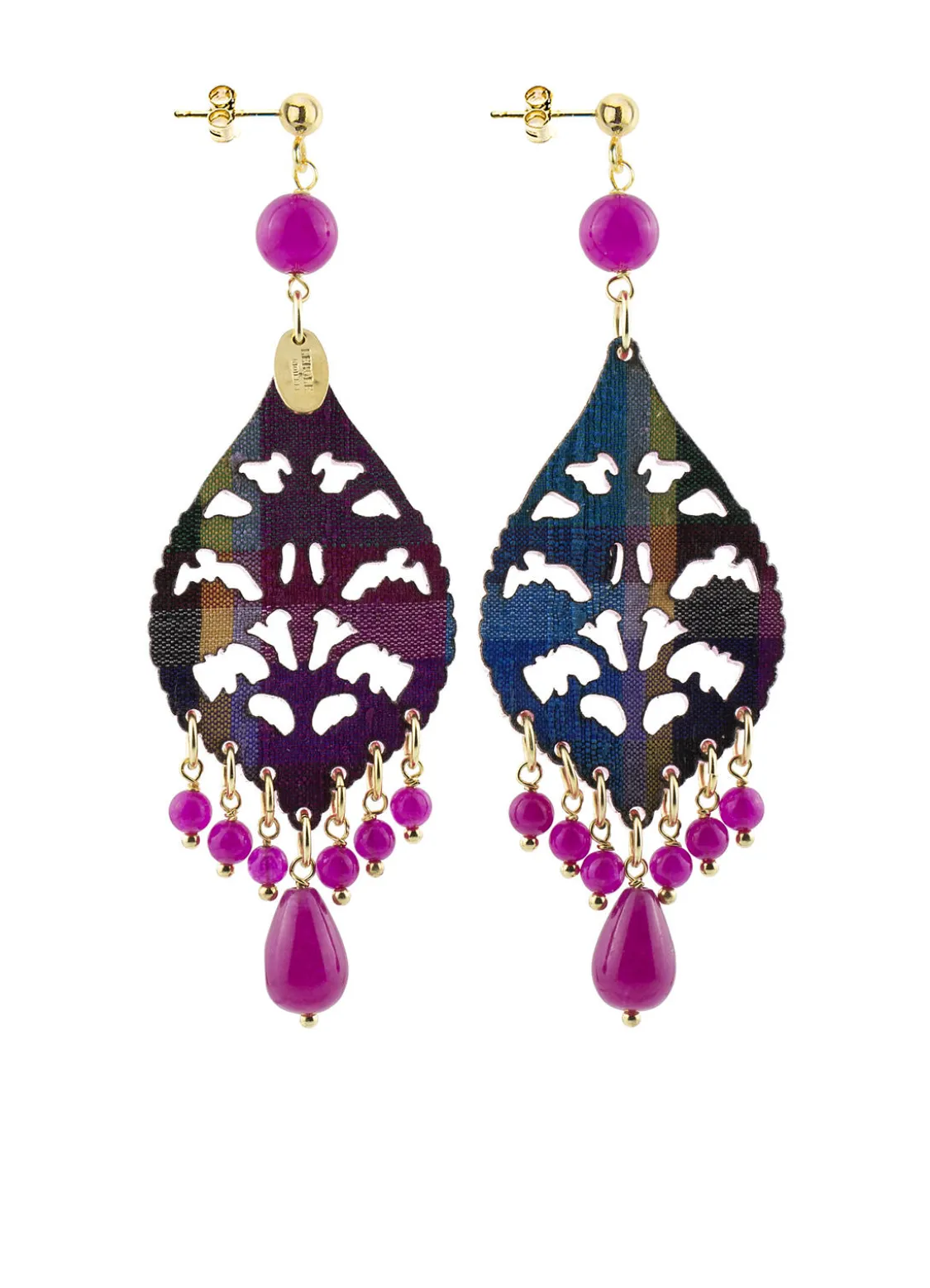 Orecchini Chandelier Goccia Lunga Plexi Fucsia