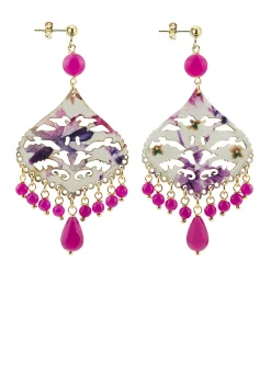 Orecchini Chandelier Goccia Fucsia
