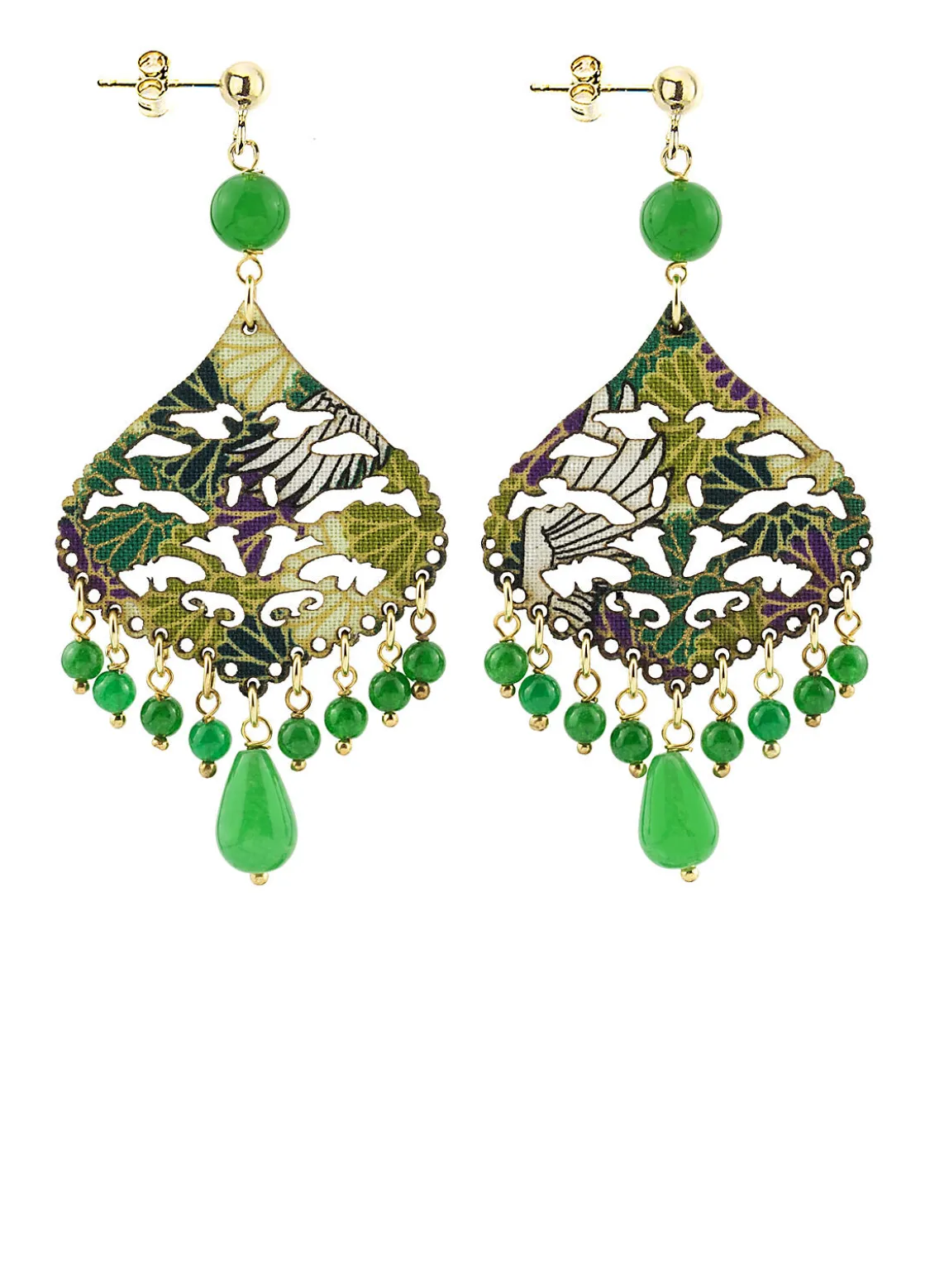 Orecchini Chandelier Goccia Verde