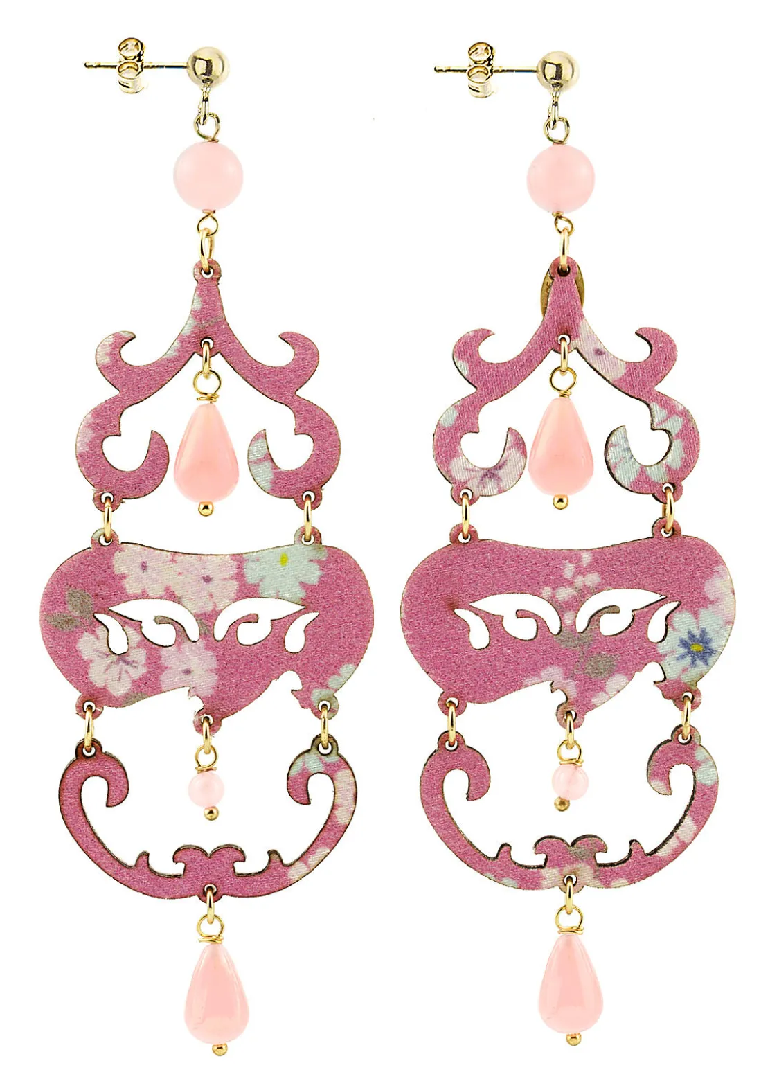 Orecchini Chandelier Lungo Rosa