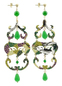 Orecchini Chandelier Lungo Verde