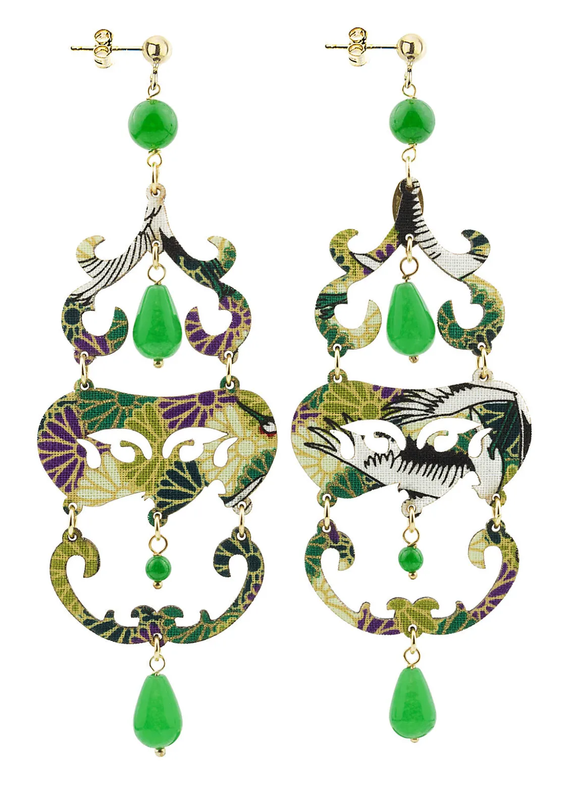 Orecchini Chandelier Lungo Verde