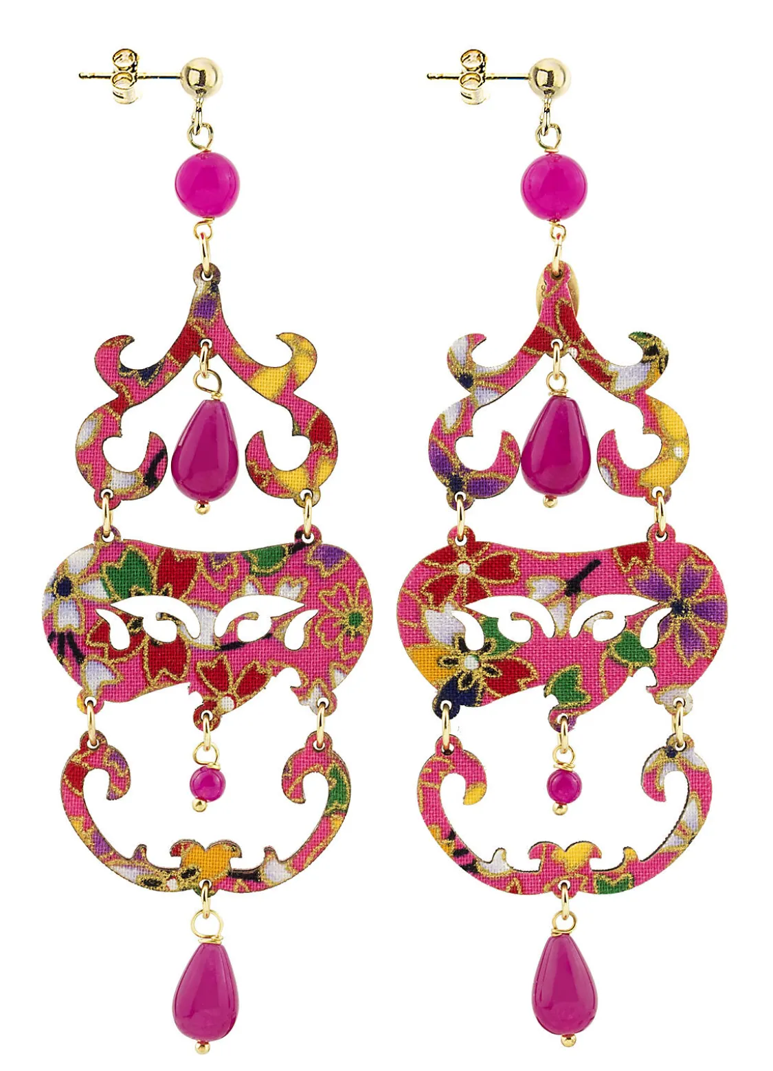 Orecchini Chandelier Lungo Fucsia