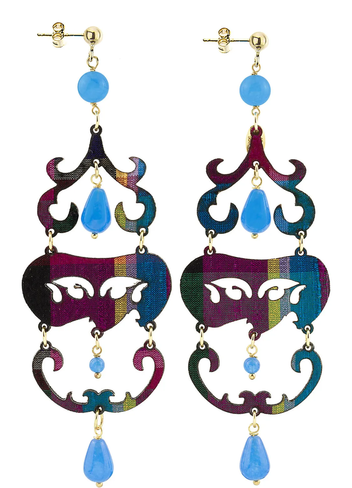 Orecchini Chandelier Lungo Azzurro