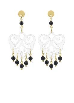 Orecchini Chandelier Palma Plexi Trasparente Mini Nero