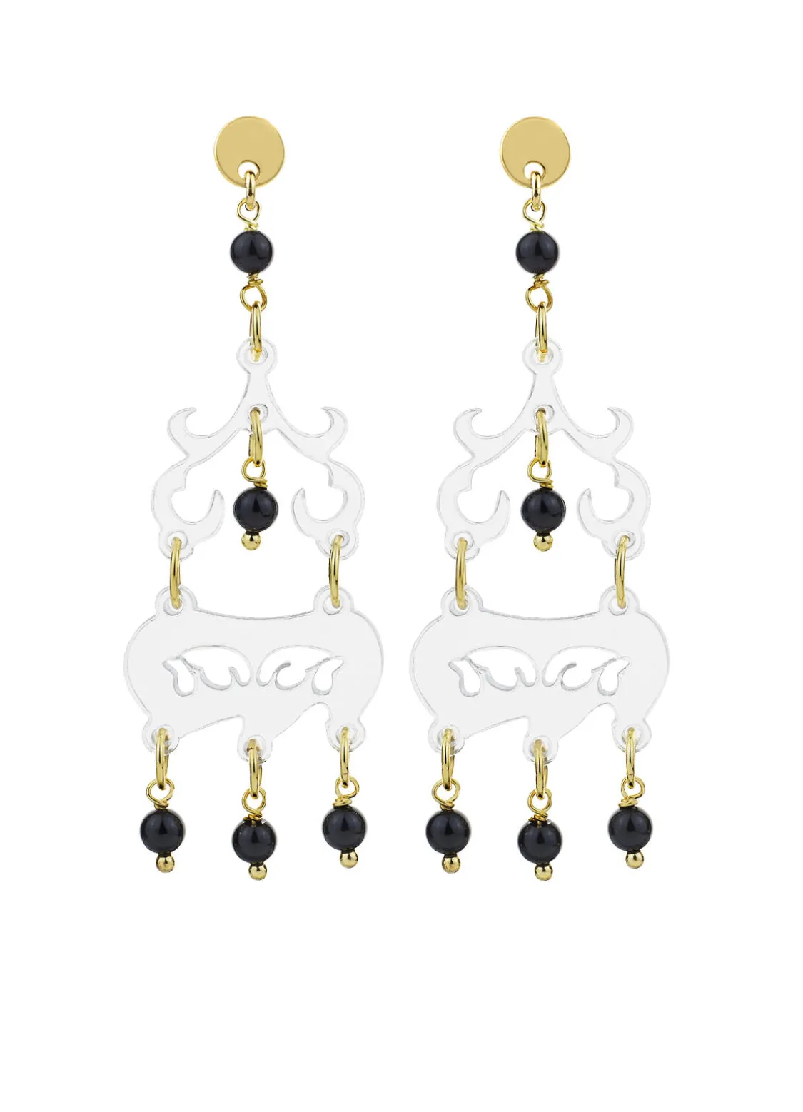 Orecchini Chandelier Plexi Trasparente Mini Nero