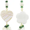 Orecchini Cuore E Fiore Madreperla Piccolo Verde