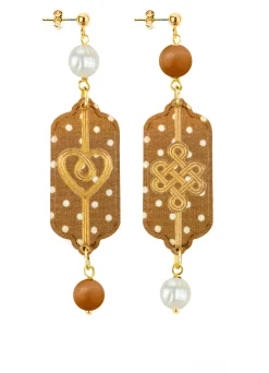 Orecchini Cuore E Infinito Mini Pois Marrone