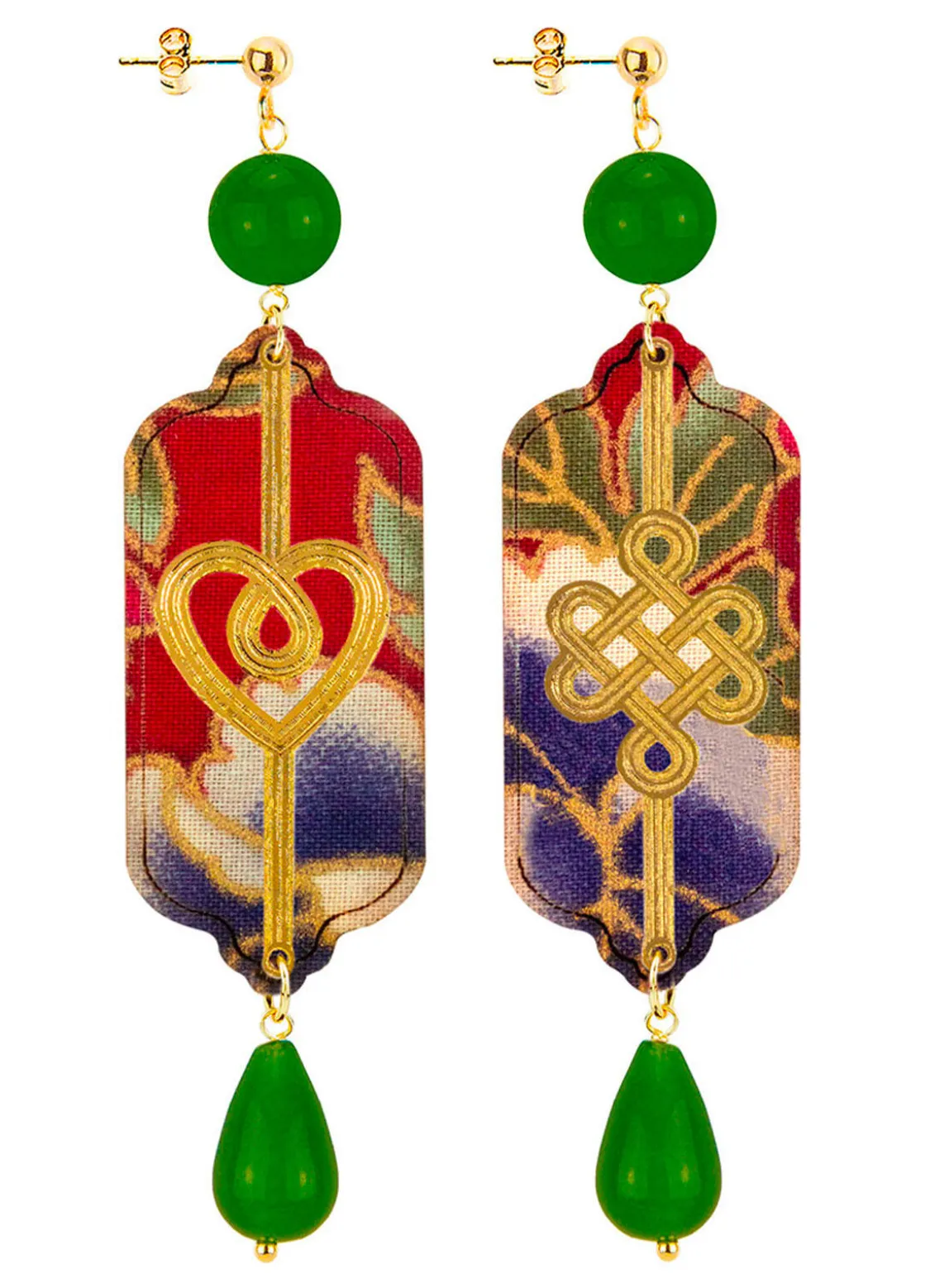 Orecchini Cuore E Infinito Verde Oliva