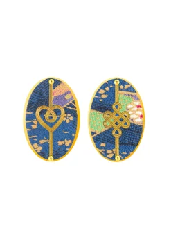 Orecchini Cuore E Infinito Clips Ovale Azzurro