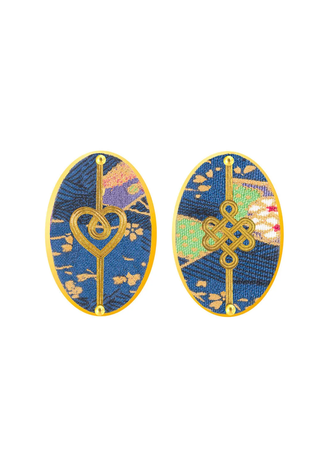 Orecchini Cuore E Infinito Clips Ovale Azzurro