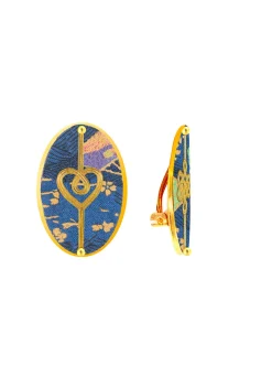 Orecchini Cuore E Infinito Clips Ovale Azzurro
