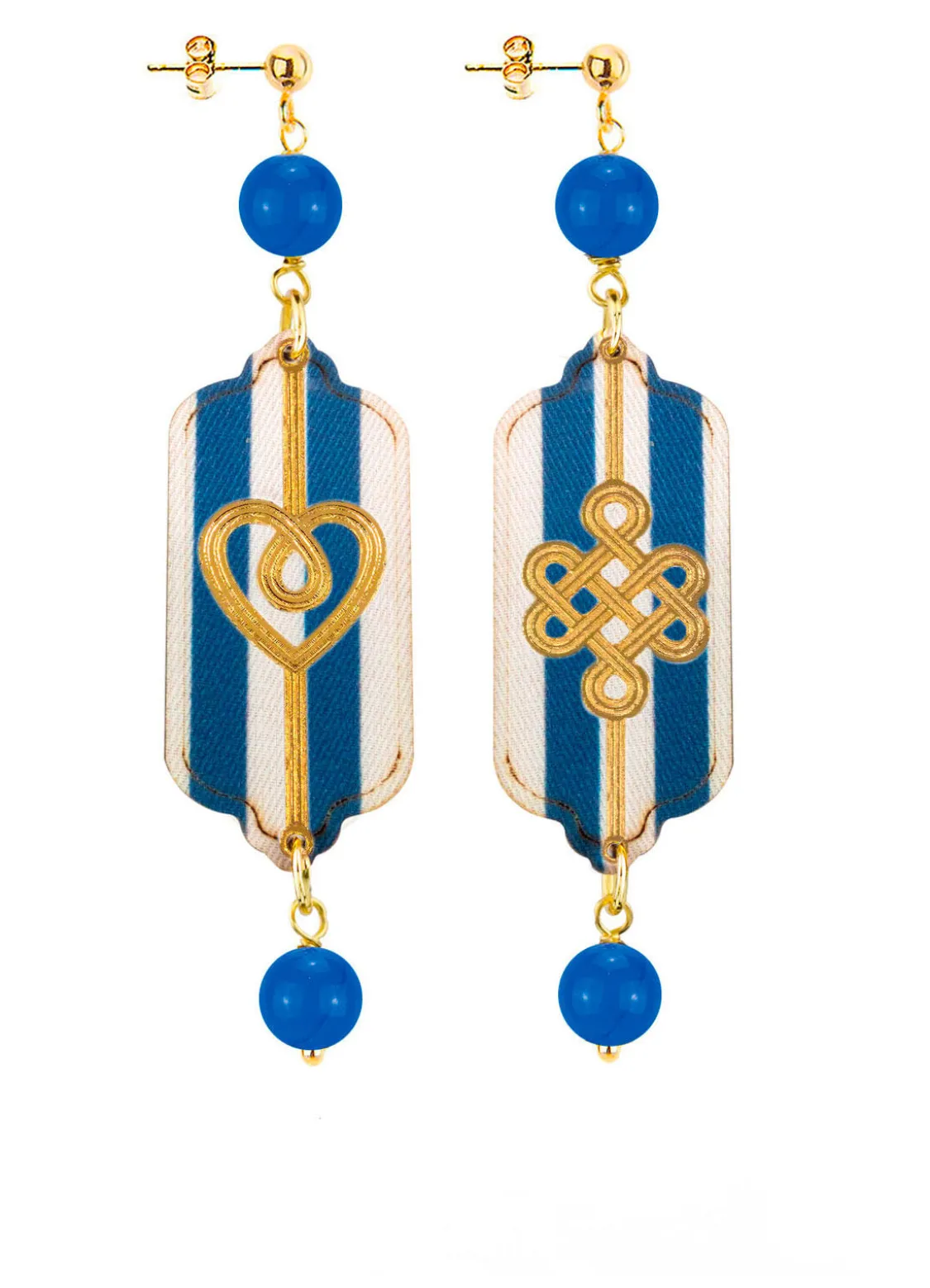 Orecchini Cuore E Infinito Mini Righe Blu