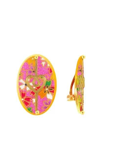 Orecchini Cuore E Infinito Clips Ovale Rosa