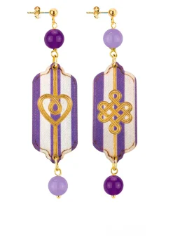 Orecchini Cuore E Infinito Mini Righe Viola E Lilla