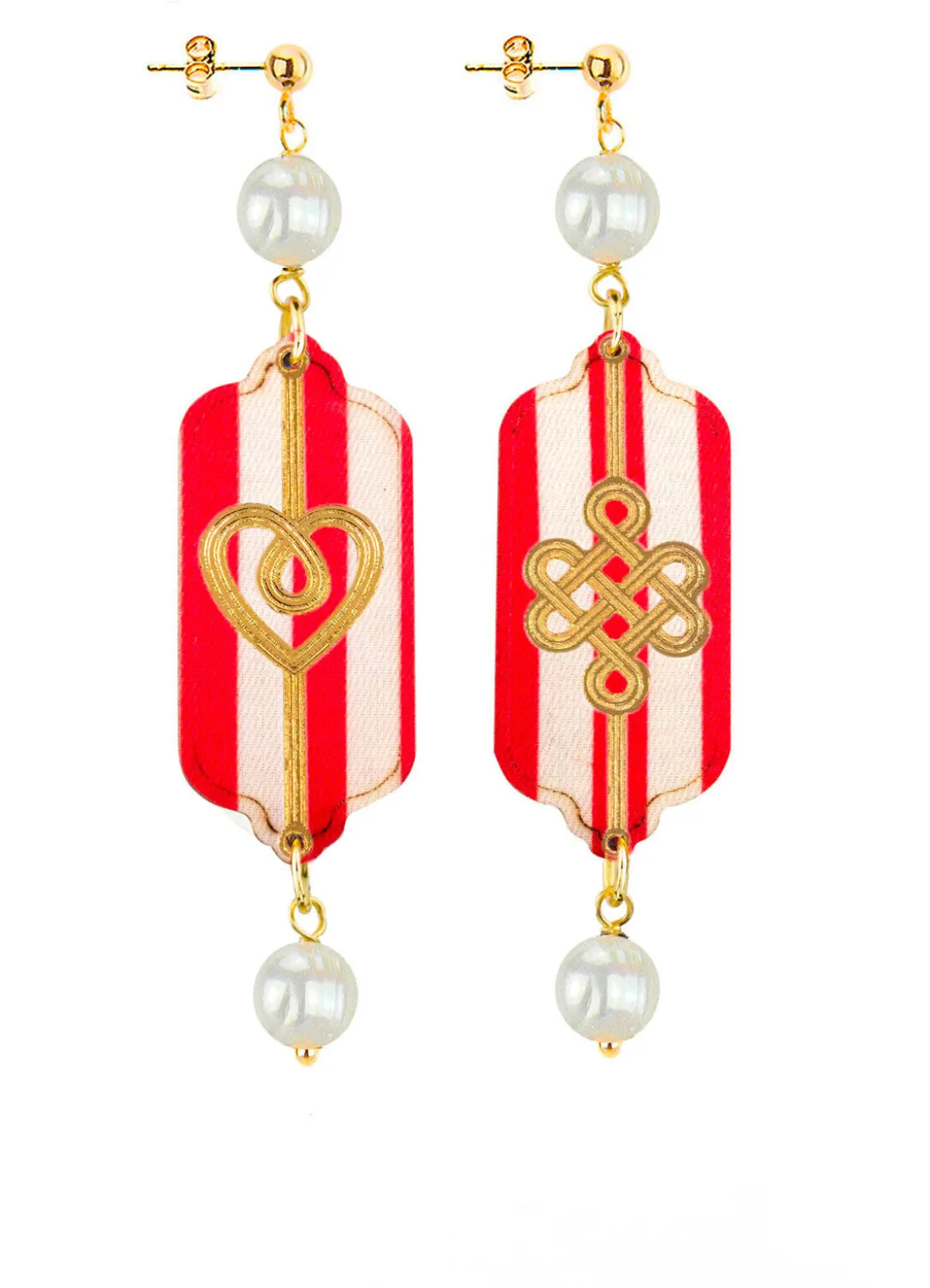 Orecchini Cuore E Infinito Mini Righe Perla