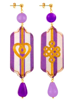 Orecchini Cuore E Infinito Righe Viola E Lilla