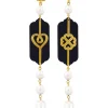 Orecchini Cuore E Quadrifoglio Plexi Nero Mini Lungo Perla