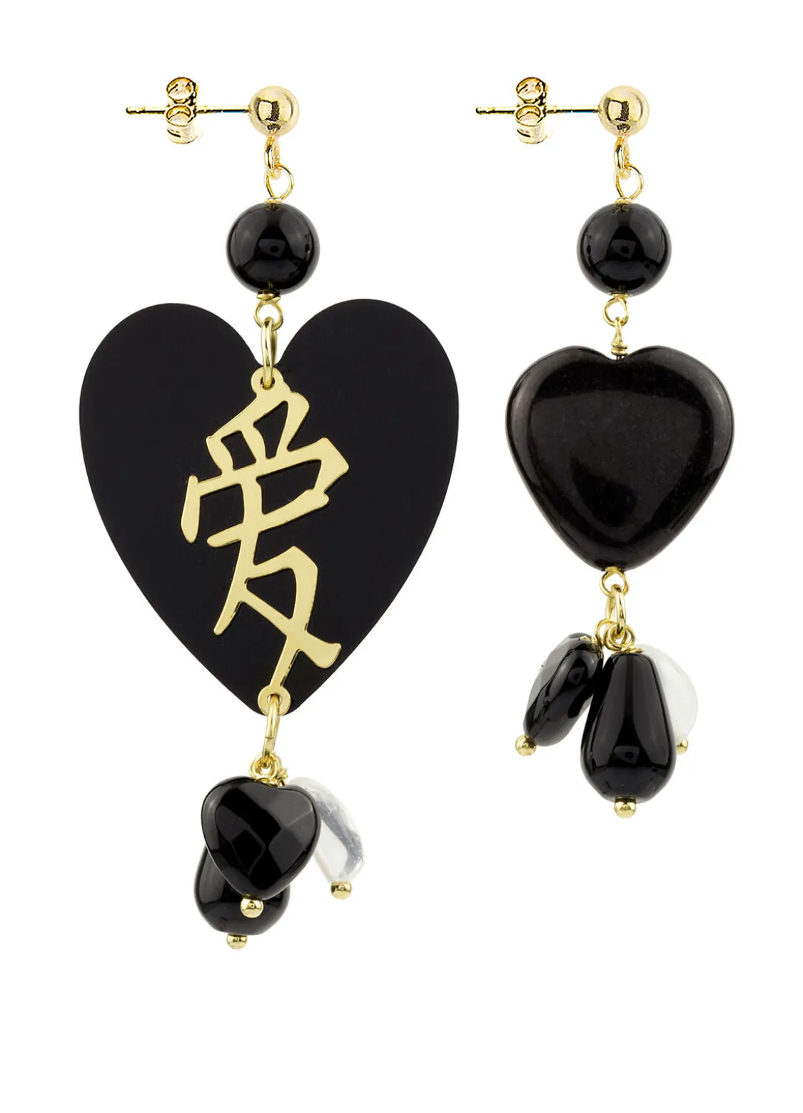 Orecchini Cuore Grande Plexi Nero