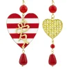 Orecchini Cuore Grande Righe Rubino