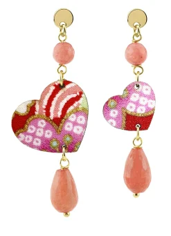Orecchini Cuore Mini Rosa Sfumato