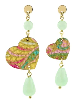 Orecchini Cuore Mini Verde Giada