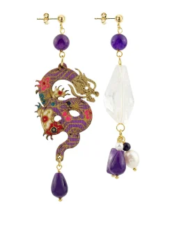 Orecchini Drago E Cristallo Di Rocca Piccolo Viola