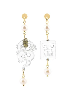 Orecchini Drago Plexi Trasparente Mini Perla