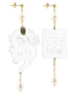 Orecchini Drago Plexi Trasparente Piccolo Perla