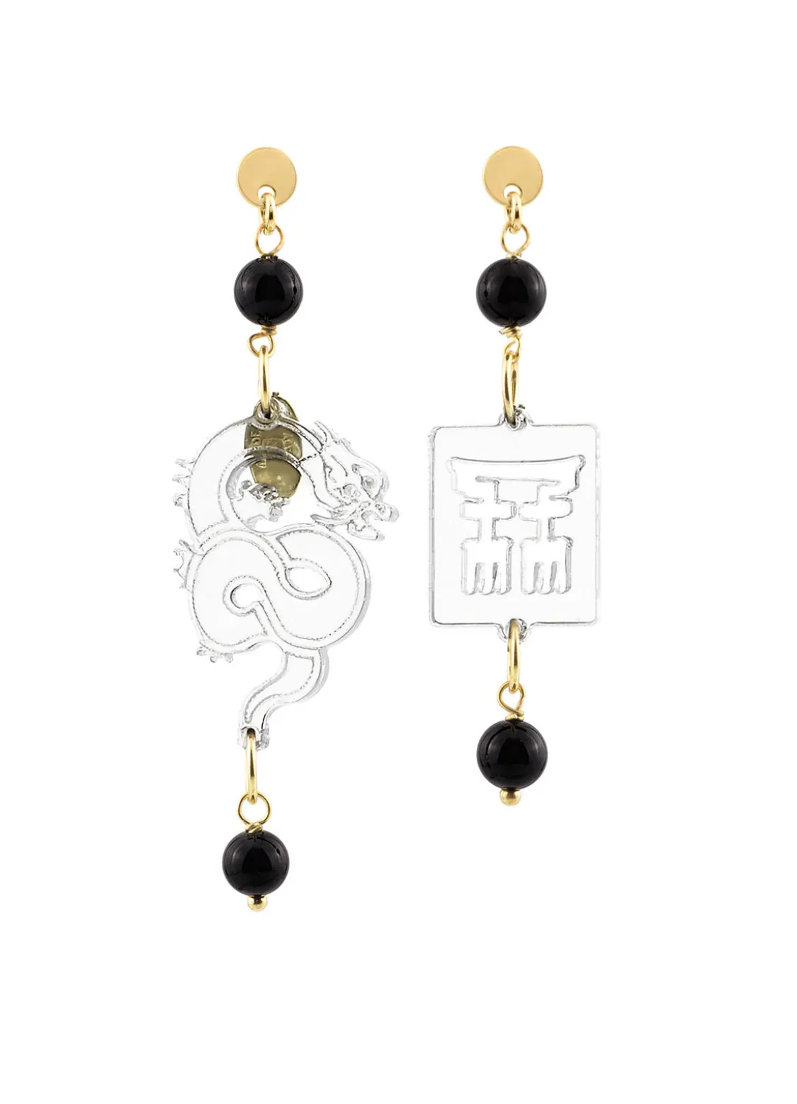 Orecchini Drago Plexi Trasparente Mini Nero