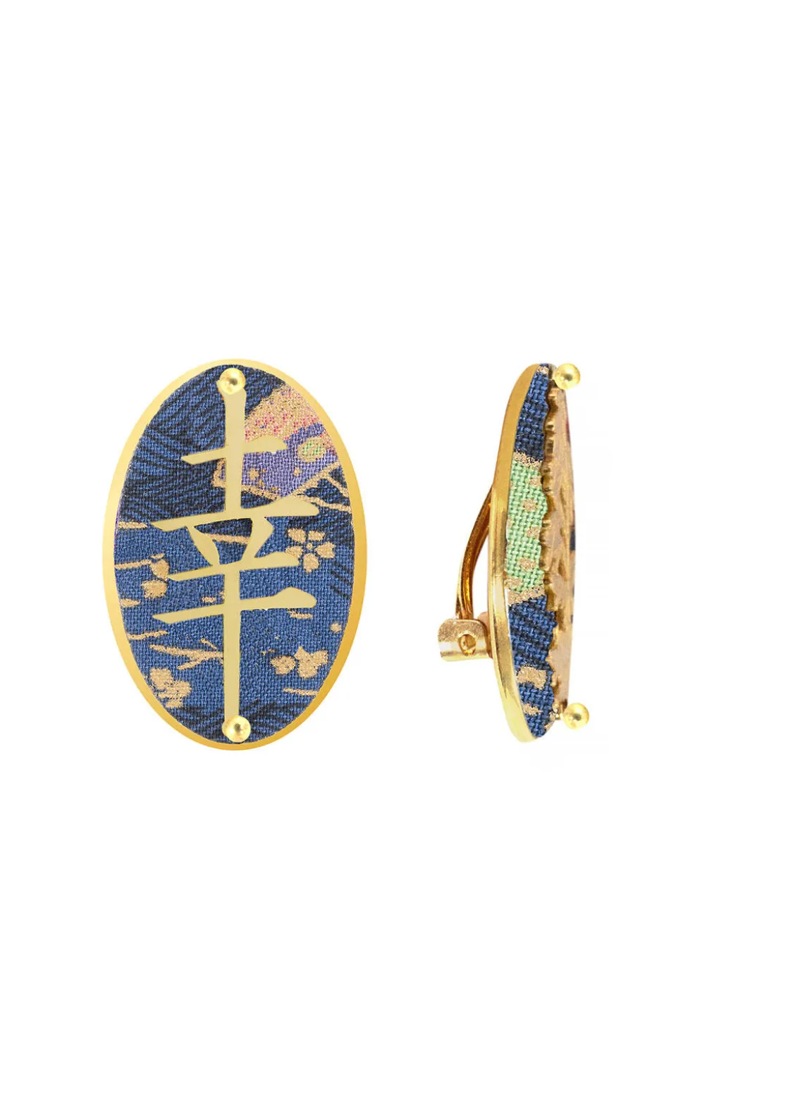Orecchini Fortuna Clips Ovale Azzurro